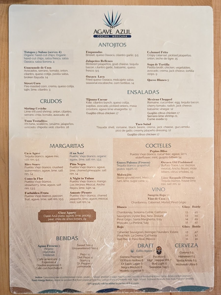 Agave Azul Kirkman Menu - Image 4